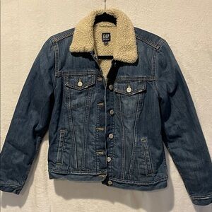 GAP Blue Denim Jacket with Cream Sherpa Lining